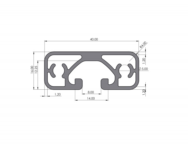 Aluminiumprofil 40x16 eco Nut 8 I-Typ